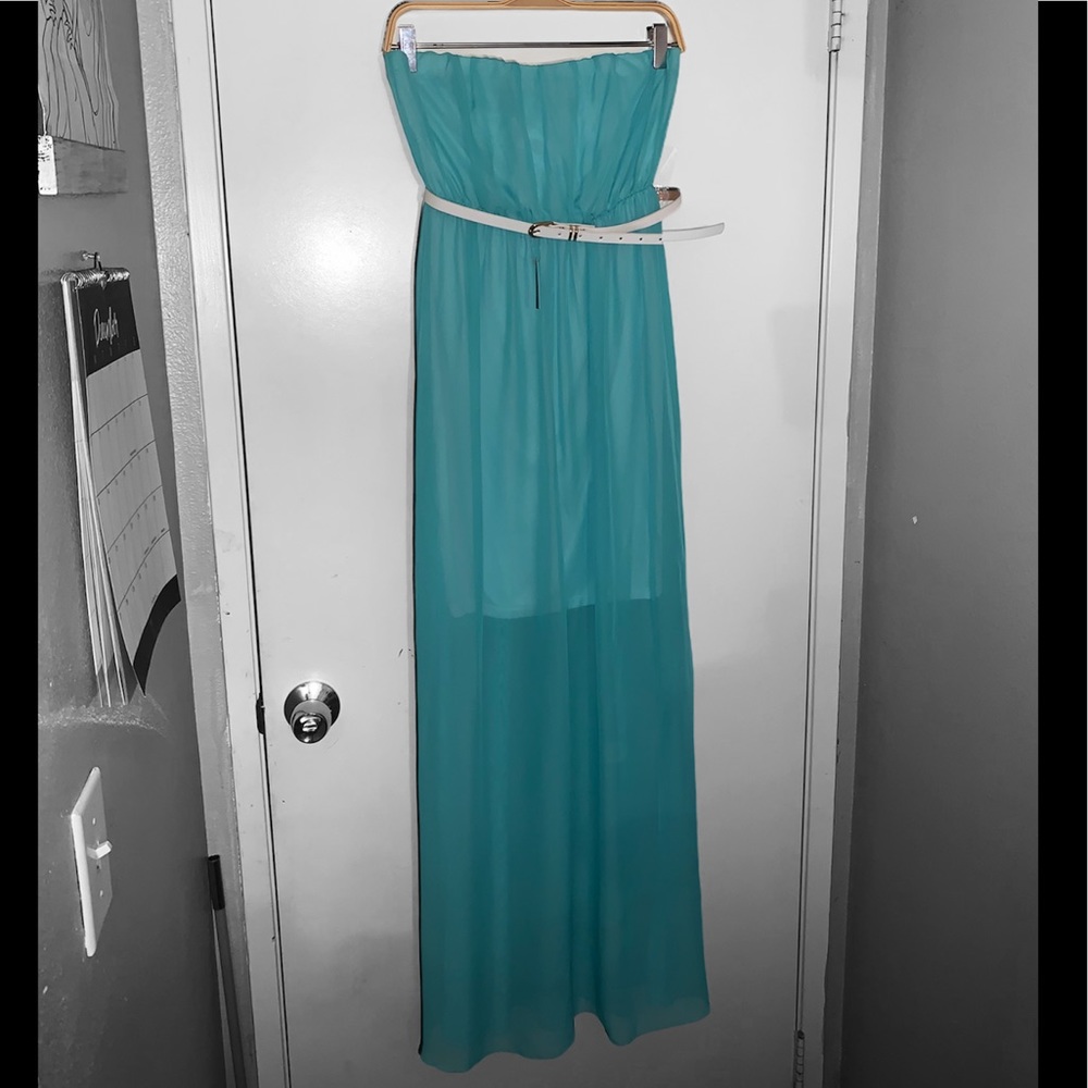 Vintage blue strapless dress